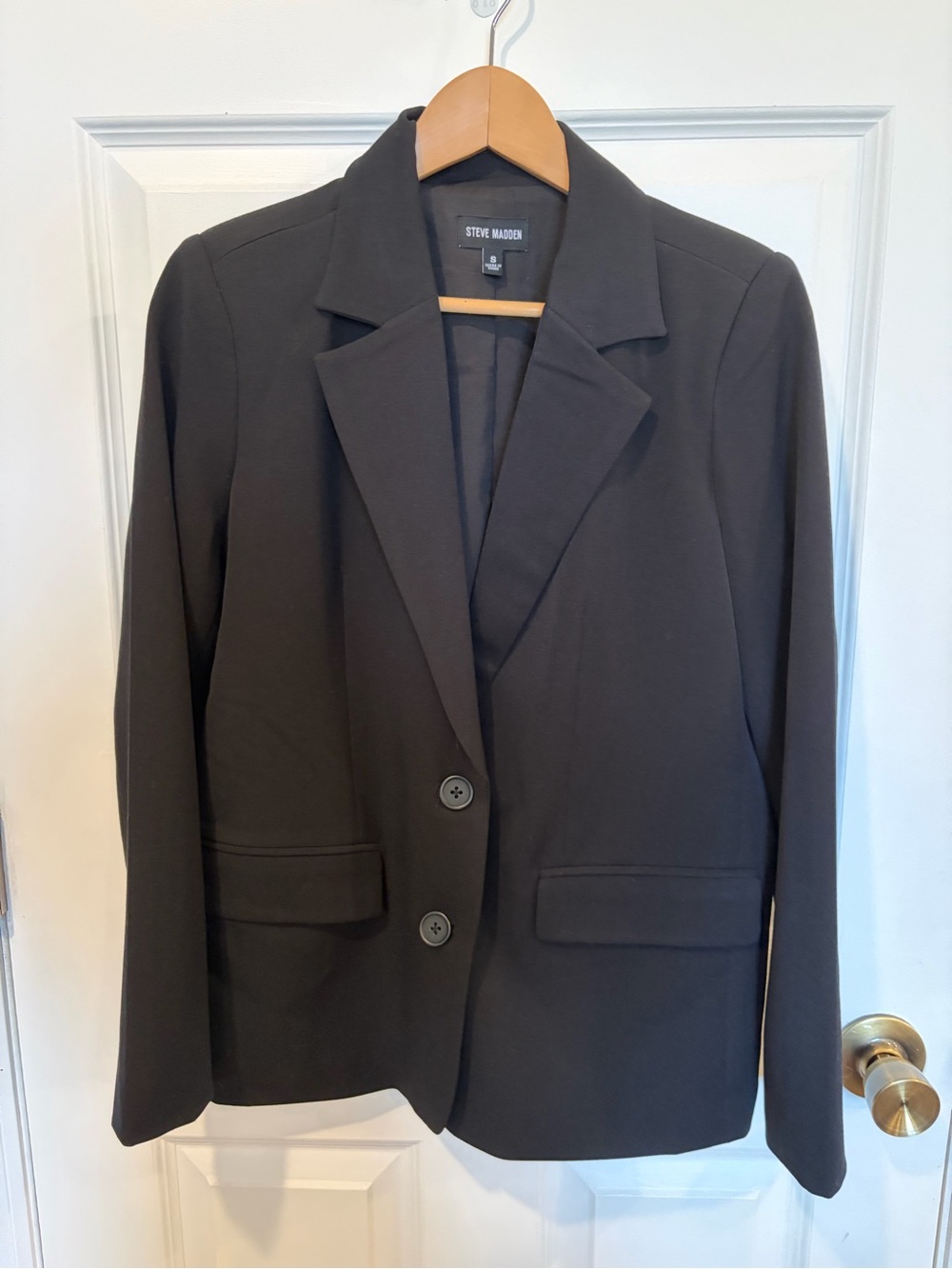 Steve Madden Black Women's Single-Breasted Tailored Blazer